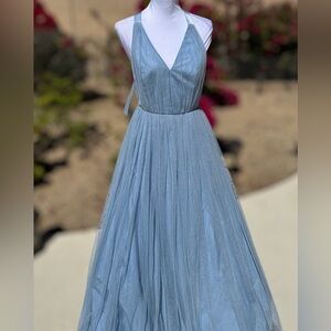 Elegant Blue Halter Dress size 4